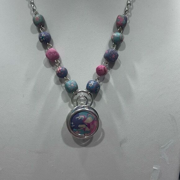 Viva Handmade Beaded Necklace Women's Pastel Clay Beads Floral Adjustable Signed - Picture 4 of 8